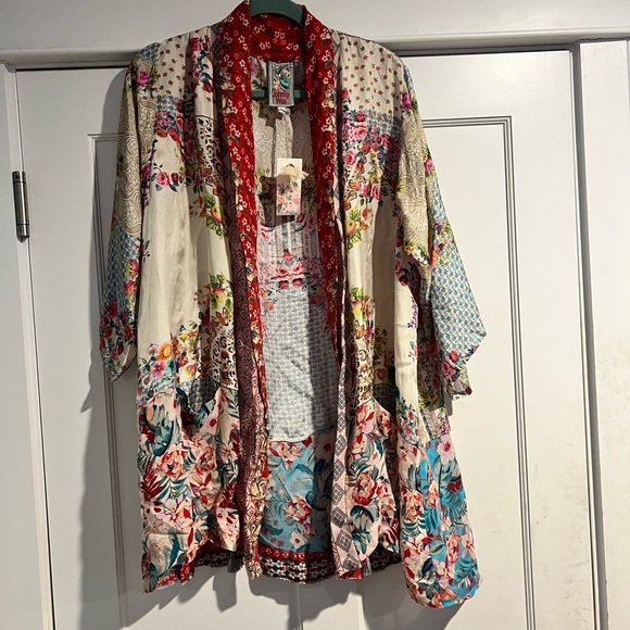 Johnny Was Silk Jade Kimono - Sz. L - NWT - Picture 3 of 8